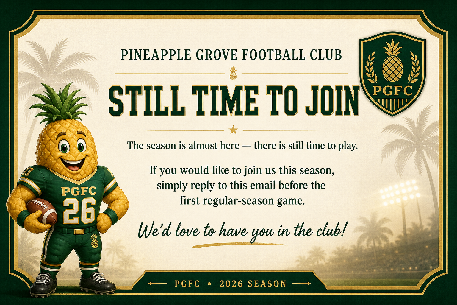 Still time to join PGFC